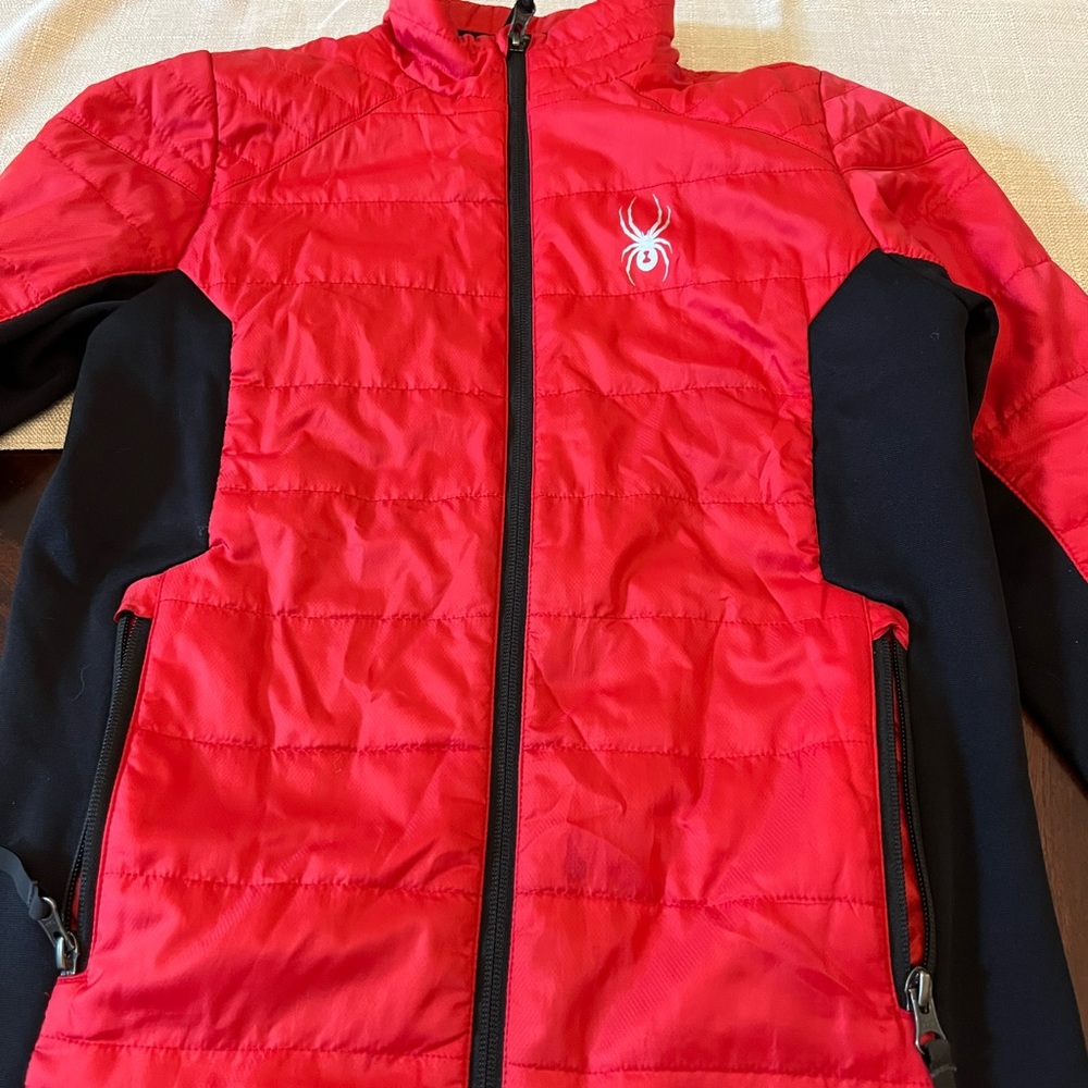 Spyder Kids Vibrant Red and Sleek Black Puffer Jacket